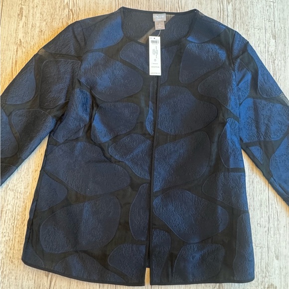 NWT Chico’s Travelers Giraffe-Print Organza Jacquard Jacket Wrinkle Free Size 0 - Picture 2 of 6